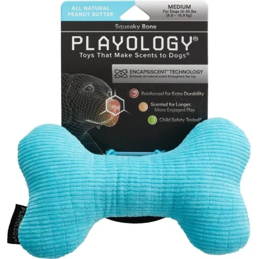 Playology All Natural Peanut Butter Scented Plush Squeaky Bone Dog Toy -Dog Supplies 321855 MAIN. AC SS1800 V1629232589