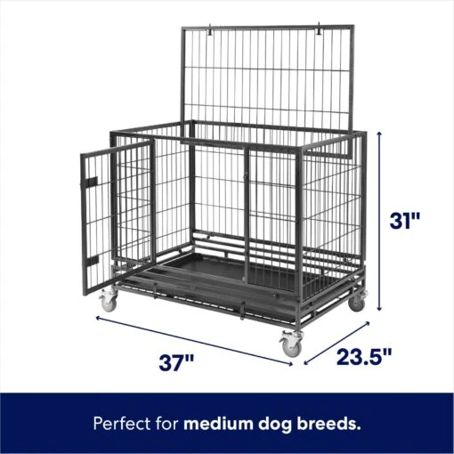 Frisco Ultimate Lightweight Heavy Duty Foldable & Stackable Steel Metal Single Door Dog Crate -Dog Supplies 326416 PT1. AC SS1800 V1645737982