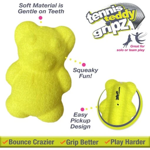 Nylabone Power Play Tennis Teddy Gripz Dog Toy -Dog Supplies 329495 PT1. AC SS1800 V1631590875