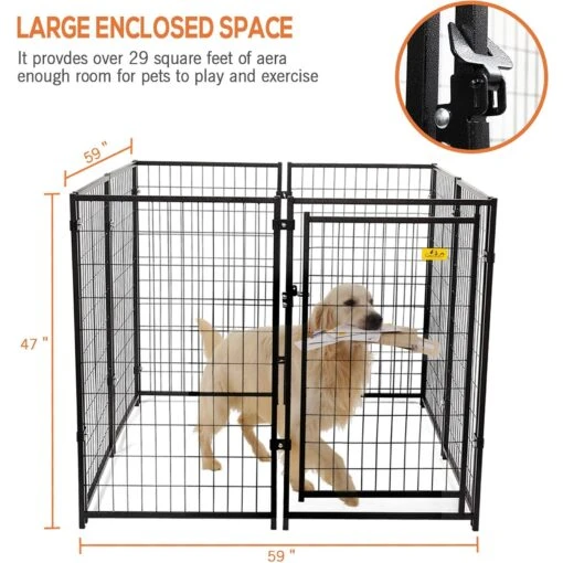 Coziwow By Jaxpety 47-in Metal Outdoor Dog Kennel Playpen, Black, 4.9 X 4.9 X 3.9 -ft -Dog Supplies 330941 PT1. AC SS1800 V1668900882