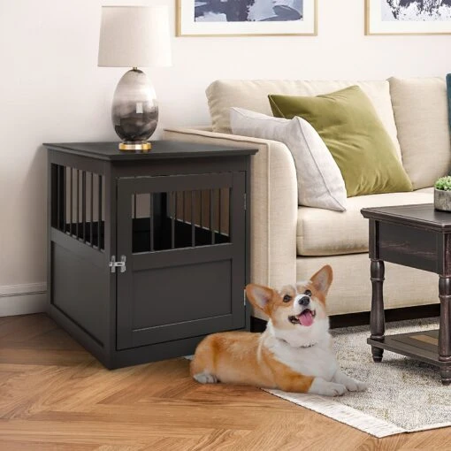 Coziwow By Jaxpety Single Door Furniture Style Wooden Dog Crate & End Table, Brown -Dog Supplies 330960 PT1. AC SS1800 V1669919727