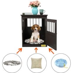 Coziwow By Jaxpety Single Door Furniture Style Wooden Dog Crate & End Table, Brown -Dog Supplies 330960 PT5. AC SS1800 V1669919781