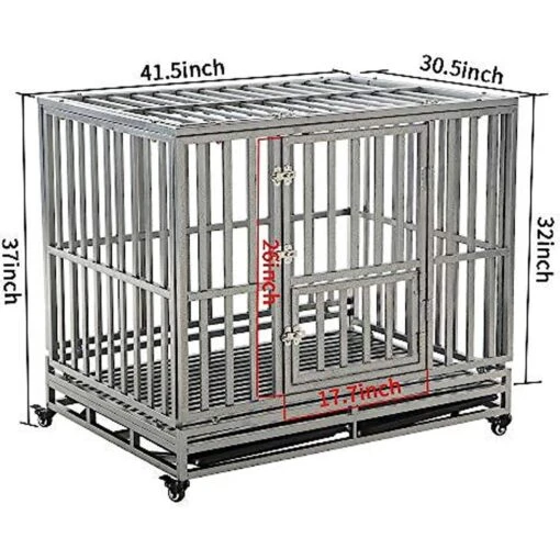 SMONTER Heavy Duty I Shape Dog Crate, Silver -Dog Supplies 331300 PT1. AC SS1800 V1634087192