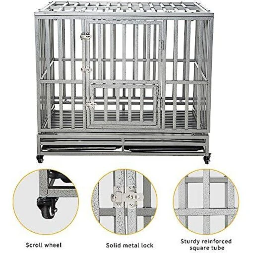 SMONTER Heavy Duty I Shape Dog Crate, Silver -Dog Supplies 331300 PT6. AC SS1800 V1634076162