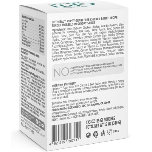 Optimeal Puppy Grain-Free Chicken & Beef Recipe Tender Morsels In Savory Sauce Recipe Wet Dog Food, 3-oz Pouch, Case Of 24 -Dog Supplies 342191 PT1. AC SS1800 V1637365586