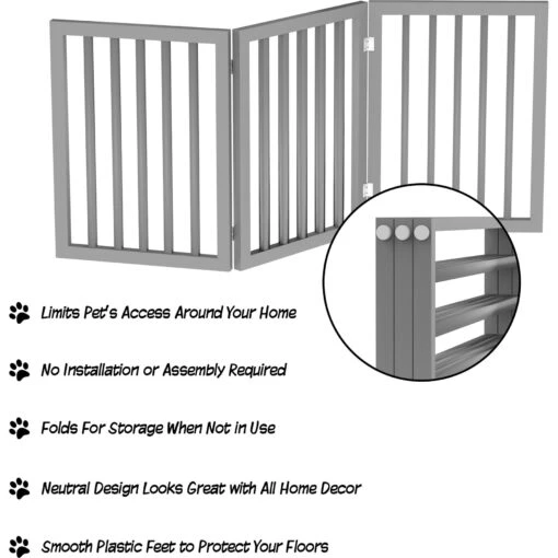 Pet Adobe Freestanding 3-Panel Wood Dog Gate -Dog Supplies 345106 PT2. AC SS1800 V1637285794