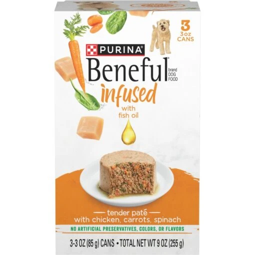 Purina Beneful Infused Pate With Real Chicken, Carrots & Spinach Wet Dog Food, 3-oz Tray, Case Of 24 -Dog Supplies 354323 MAIN. AC SS1800 V1639438317