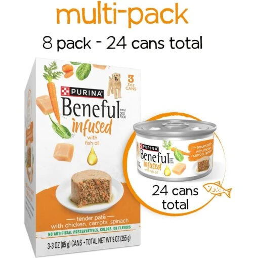 Purina Beneful Infused Pate With Real Chicken, Carrots & Spinach Wet Dog Food, 3-oz Tray, Case Of 24 -Dog Supplies 354323 PT1. AC SS1800 V1639503408