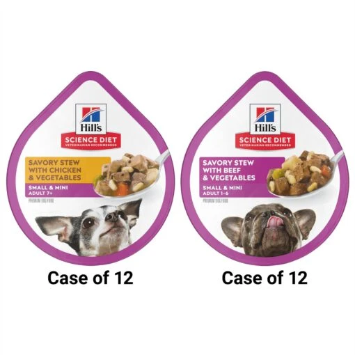 Hill's Science Diet Adult 7+ Small & Mini Savory Chicken & Vegetable Stew Dog Food Trays & Hill's Science Diet Adult Small Mini Savory Stew Beef & Vegetable Wet Dog Food Trays -Dog Supplies 356850 MAIN. AC SS1800 V1692826196