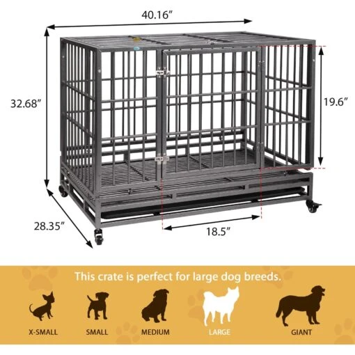 Coziwow By Jaxpety Heavy Duty Dog Crate With Double Door Removable Pan & Caster -Dog Supplies 357325 PT1. AC SS1800 V1670425733