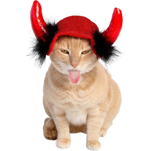 Pet Krewe Cat Devil Red Hat Dog Costume, One Size -Dog Supplies 361138 PT1. AC SS1800 V1648074093