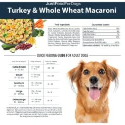 JustFoodForDogs Turkey & Whole Wheat Macaroni Recipe Frozen Human-Grade Fresh Dog Food -Dog Supplies 368093 PT6. AC SS1800 V1696968815