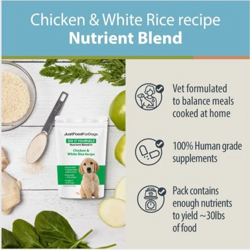 JustFoodForDogs DoItYourself Chicken & White Rice Recipe Fresh Dog Food Recipe & Nutrient Blend -Dog Supplies 368151 PT2. AC SS1800 V1666385724