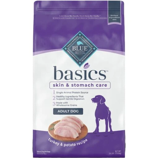 Blue Buffalo Basics Skin & Stomach Care Turkey & Potato Recipe Adult Dry Dog Food -Dog Supplies 46877 MAIN. AC SS1800 V1646250984