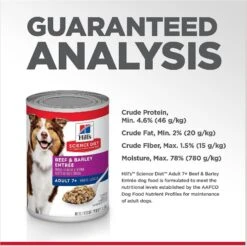 Hill's Science Diet Adult 7+ Beef & Barley Entree Canned Dog Food -Dog Supplies 48971 PT6. AC SS1800 V1598145358