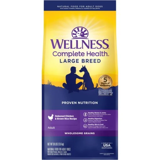 Wellness Large Breed Complete Health Adult Deboned Chicken & Brown Rice Recipe Dry Dog Food -Dog Supplies 49175 MAIN. AC SS1800 V1677537337