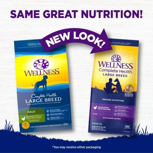 Wellness Large Breed Complete Health Adult Deboned Chicken & Brown Rice Recipe Dry Dog Food -Dog Supplies 49175 PT1. AC SS1800 V1677616377