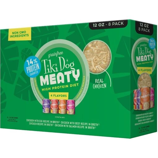 Tiki Dog Meaty Variety Pack Grain-Free Shredded Boxed Wet Dog Food, 12-oz, Case Of 8 -Dog Supplies 505026 MAIN. AC SS1800 V1648598483