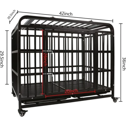 SMONTER Heavy Duty Metal Indoor & Outdoor Medium & Large Breed Dog Crate, Dark Silver -Dog Supplies 517246 PT1. AC SS1800 V1657658362