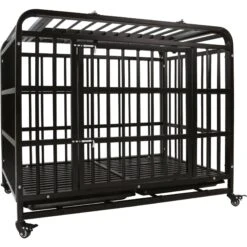 SMONTER Heavy Duty Metal Indoor & Outdoor Medium & Large Breed Dog Crate, Dark Silver -Dog Supplies 517246 PT2. AC SS1800 V1657658362