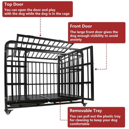 SMONTER Heavy Duty Metal Indoor & Outdoor Medium & Large Breed Dog Crate, Dark Silver -Dog Supplies 517246 PT6. AC SS1800 V1657658362