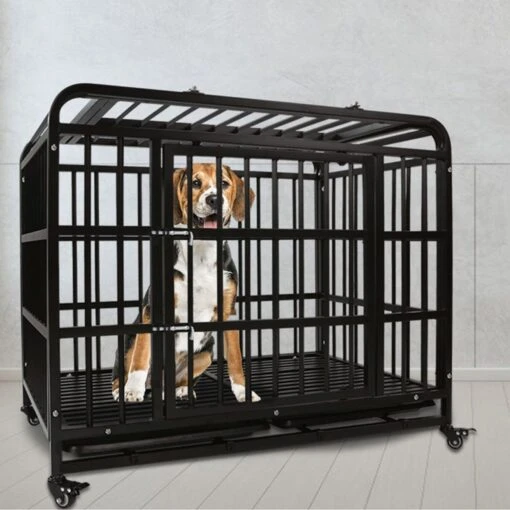 SMONTER Heavy Duty Metal Indoor & Outdoor Medium & Large Breed Dog Crate, Dark Silver -Dog Supplies 517246 PT7. AC SS1800 V1657658362