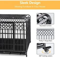 SMONTER Heavy Duty Double Lock Metal Large Breed Dog Crate, Dark Silver -Dog Supplies 517278 PT3. AC SS1800 V1650388901