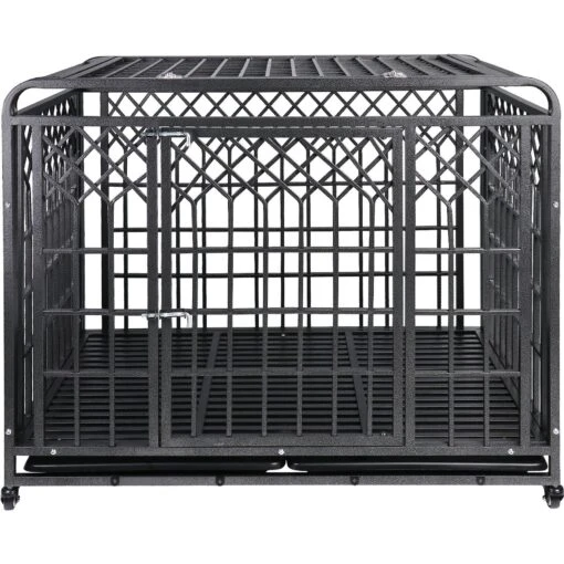 SMONTER Heavy Duty Double Lock Metal Large Breed Dog Crate, Dark Silver -Dog Supplies 517278 PT5. AC SS1800 V1650393114