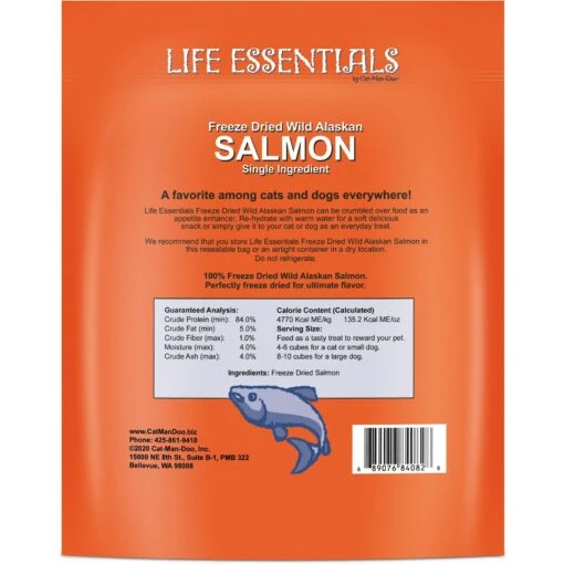 Cat-Man-Doo Life Essentials Wild Alaskan Salmon Freeze-Dried Cat & Dog Treats -Dog Supplies 51884 PT1. AC SS1800 V1630453312