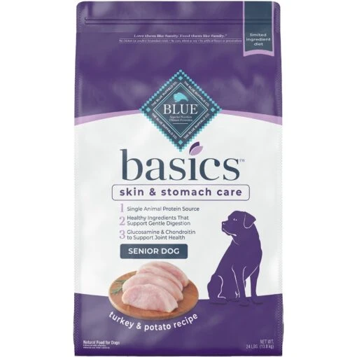 Blue Buffalo Basics Skin & Stomach Care Turkey & Potato Recipe Senior Dry Dog Food -Dog Supplies 51892 MAIN. AC SS1800 V1646257316