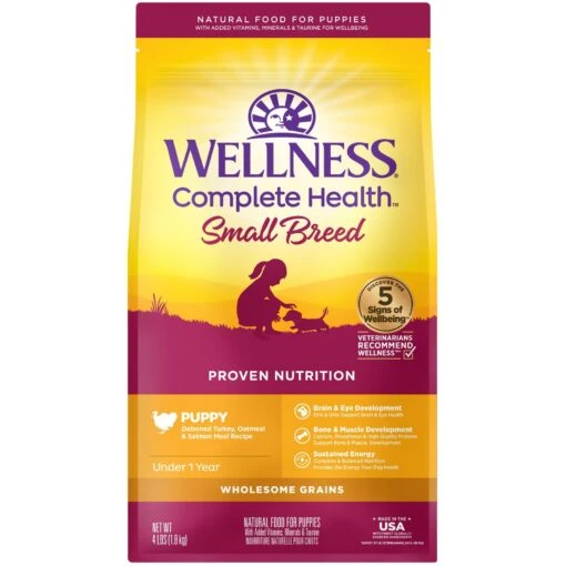 Wellness Small Breed Complete Health Puppy Turkey, Oatmeal & Salmon Meal Recipe Dry Dog Food -Dog Supplies 52087 MAIN. AC SS1800 V1594773096