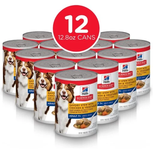 Hill's Science Diet Adult 7+ Savory Stew With Chicken & Vegetables Canned Dog Food -Dog Supplies 52801 PT1. AC SS1800 V1585692469