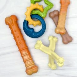 Nylabone Puppy Power Chew Teething Toy Rings Dogs Bacon Yellow -Dog Supplies 54231 PT2. AC SS1800 V1658886232