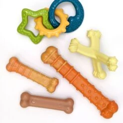 Nylabone Puppy Power Chew Teething Toy Rings Dogs Bacon Yellow -Dog Supplies 54231 PT8. AC SS1800 V1688144824