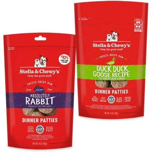 Stella & Chewy's Absolutely Rabbit Dinner Patties Freeze-Dried Raw Dog Food & Stella & Chewy's Duck Duck Goose Dinner Patties Freeze-Dried Raw Dog Food -Dog Supplies 567374 MAIN. AC SS1800 V1657659928