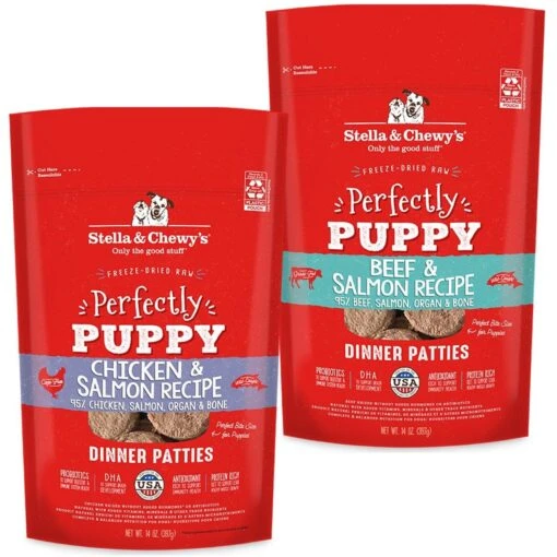 Stella & Chewy's Perfectly Puppy Chicken & Salmon Dinner Patties Freeze-Dried Raw Dog Food & Stella & Chewy's Perfectly Puppy Beef & Salmon Dinner Patties Freeze-Dried Raw Dog Food -Dog Supplies 567382 MAIN. AC SS1800 V1657659930