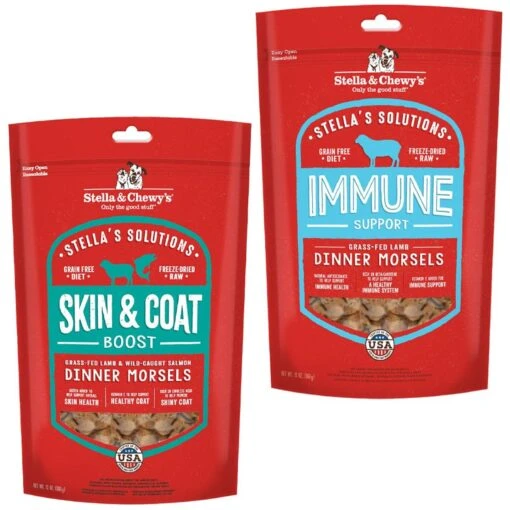 Stella & Chewy's Stella's Solutions Skin & Coat Boost Freeze-Dried Raw Grass-Fed Lamb & Wild-Caught Salmon Dinner Morsels Dog Food & Stella & Chewy's Stella's Solutions Immune Boost Freeze-Dried Raw Grass-Fed Lamb Dinner Morsels Dog Food -Dog Supplies 567486 MAIN. AC SS1800 V1657659933