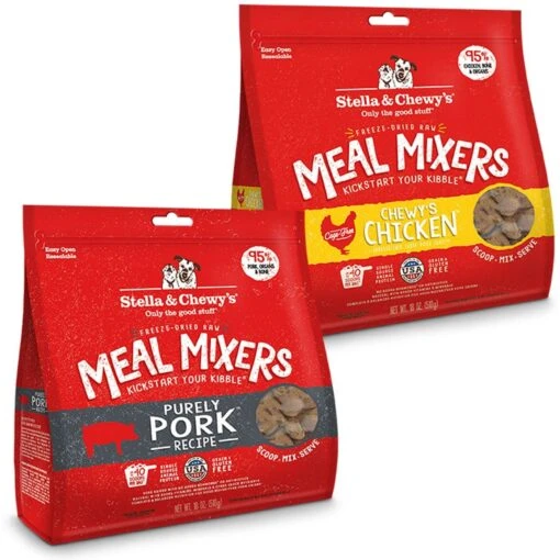 Stella & Chewy's Meal Mixers Purely Pork Freeze-Dried Raw Dog Food Topper & Stella & Chewy's Chewy's Chicken Meal Mixers Freeze-Dried Raw Dog Food Topper -Dog Supplies 567582 MAIN. AC SS1800 V1657659985