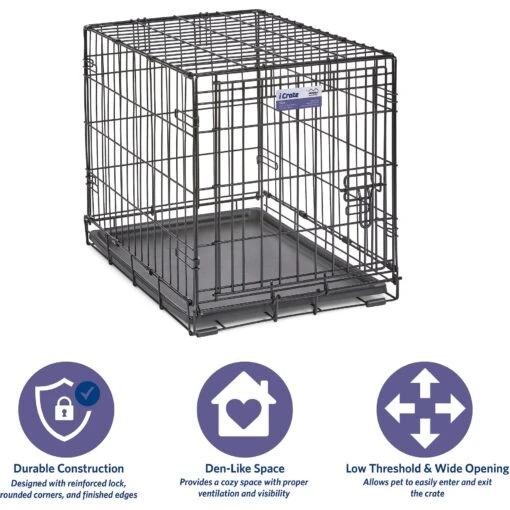 MidWest ICrate Fold & Carry Single Door Collapsible Wire Dog Crate -Dog Supplies 60371 PT5. AC SS1800 V1647555509