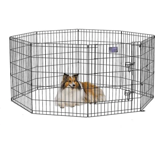 MidWest Wire Dog Exercise Pen With Step-Thru Door, Black E-Coat -Dog Supplies 60389 PT4. AC SS1800 V1567184599