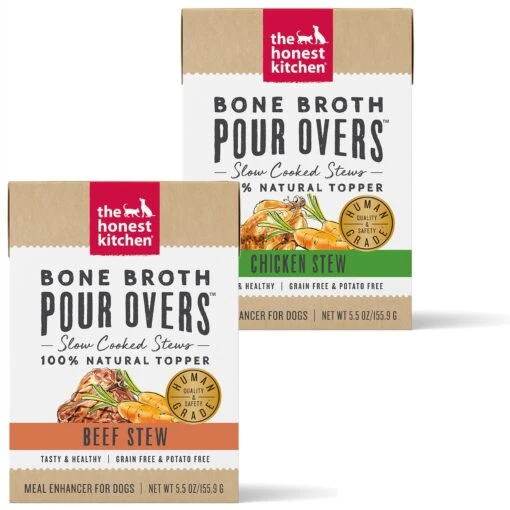 The Honest Kitchen Bone Broth POUR OVERS Beef Stew Wet Dog Food Topper & The Honest Kitchen Bone Broth POUR OVERS Chicken Stew Wet Dog Food Topper, 5.5-oz, Case Of 12 -Dog Supplies 609894 MAIN. AC SS1800 V1660745160