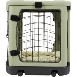 Pet Gear The Other Door Double Door Collapsible Wire Dog Crate & Plush Pad, Sage -Dog Supplies 64489 PT5. AC SS1800 V1562169793