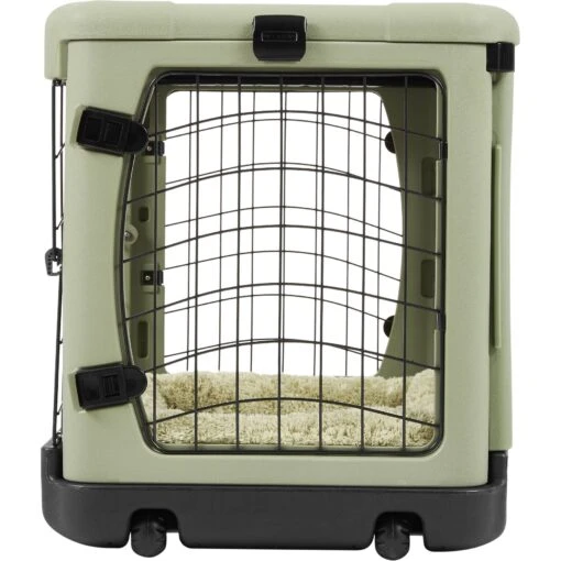 Pet Gear The Other Door Double Door Collapsible Wire Dog Crate & Plush Pad, Sage -Dog Supplies 64489 PT5. AC SS1800 V1562169793