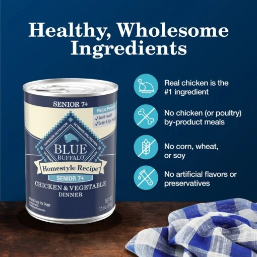 Blue Buffalo Homestyle Recipe Senior Chicken Dinner With Garden Vegetables Canned Dog Food -Dog Supplies 64620 PT6. AC SS1800 V1572895456