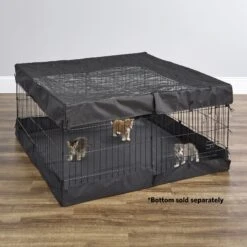 MidWest Exercise Pen Top Fabric Mesh Sunscreen Accessory, Square Configuration, Black -Dog Supplies 655502 PT4. AC SS1800 V1667598352