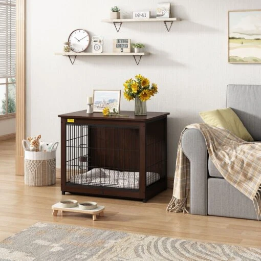 Coziwow Furniture Style Dog Crate With Removable Tray, Walnut -Dog Supplies 661310 MAIN. AC SS1800 V1669095493