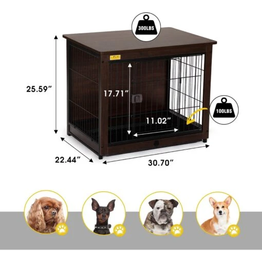 Coziwow Furniture Style Dog Crate With Removable Tray, Walnut -Dog Supplies 661310 PT2. AC SS1800 V1669099017