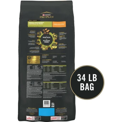 Purina Pro Plan Adult Weight Management Shredded Blend Chicken & Rice Formula Dry Dog Food -Dog Supplies 67523 PT1. AC SS1800 V1649128583