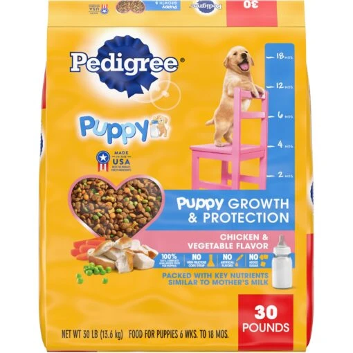 Pedigree Puppy Growth & Protection Chicken & Vegetable Flavor Dry Dog Food & Pedigree Chopped Ground Dinner With Chicken & Beef Puppy Canned Wet Dog Food -Dog Supplies 688942 PT1. AC SS1800 V1668800890