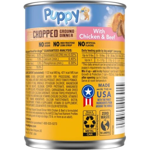 Pedigree Puppy Growth & Protection Chicken & Vegetable Flavor Dry Dog Food & Pedigree Chopped Ground Dinner With Chicken & Beef Puppy Canned Wet Dog Food -Dog Supplies 688942 PT6. AC SS1800 V1668800882